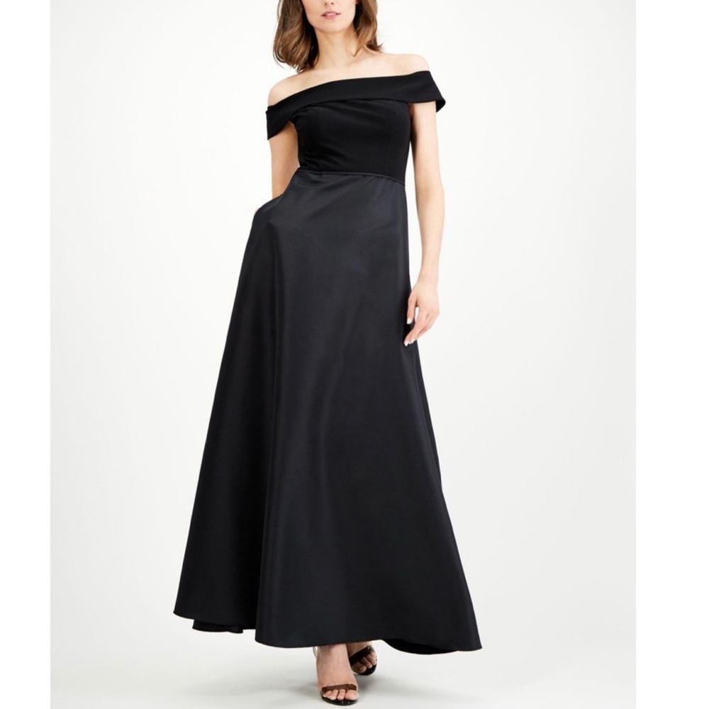 ADRIANNA PAPELL: Black Tie Event Off-The-Shoulder Tafetta Gown